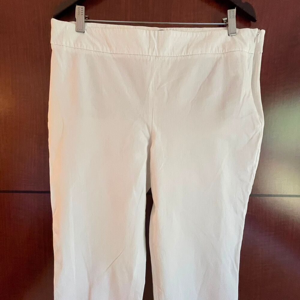 Talbots Womens 14 White Chatham Ankle Pants Stretch Slim Leg Side Zip - Picture 4 of 12
